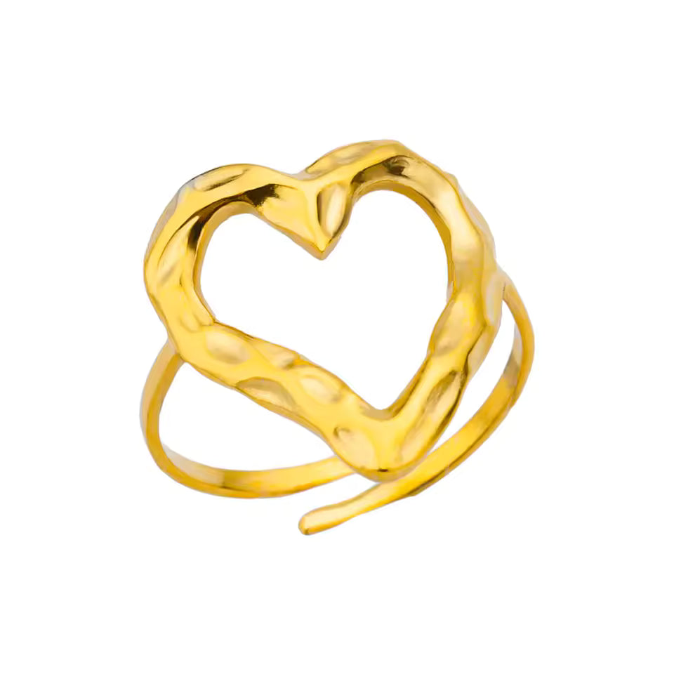 Golden heart ring